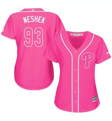 Women's Majestic Philadelphia Phillies #93 Pat Neshek Replica Pink Fashion Cool Base MLB Jersey