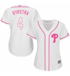 Women's Majestic Philadelphia Phillies #4 Lenny Dykstra Replica White Fashion Cool Base MLB Jersey