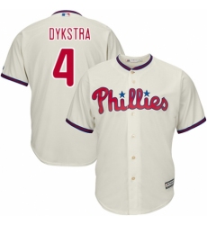 Youth Majestic Philadelphia Phillies #4 Lenny Dykstra Authentic Cream Alternate Cool Base MLB Jersey