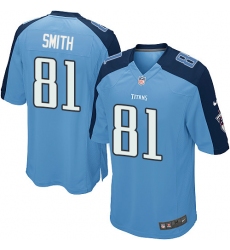 Men's Nike Tennessee Titans #81 Jonnu Smith Game Light Blue Team Color NFL Jersey
