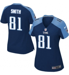 Women's Nike Tennessee Titans #81 Jonnu Smith Game Navy Blue Alternate NFL Jersey