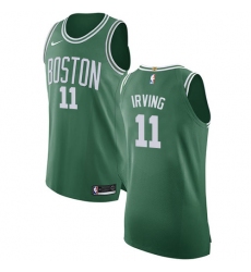 Men's Nike Boston Celtics #11 Kyrie Irving Authentic Green(White No.) Road NBA Jersey - Icon Edition