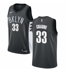 Men's Nike Brooklyn Nets #33 Allen Crabbe Authentic Gray NBA Jersey Statement Edition