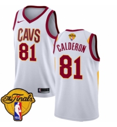 Men's Nike Cleveland Cavaliers #81 Jose Calderon Authentic White 2018 NBA Finals Bound NBA Jersey - Association Edition