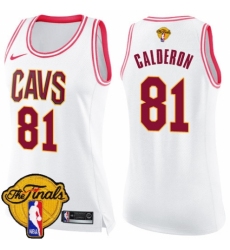Women's Nike Cleveland Cavaliers #81 Jose Calderon Swingman White/Pink Fashion 2018 NBA Finals Bound NBA Jersey
