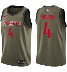 Men's Nike Houston Rockets #4 PJ Tucker Swingman Green Salute to Service NBA Jersey