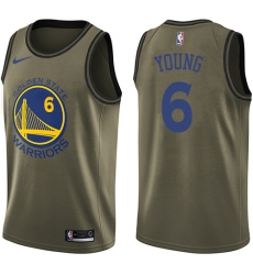 Men's Nike Golden State Warriors #6 Nick Young Swingman Green Salute to Service NBA Jersey