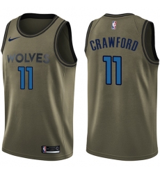 Youth Nike Minnesota Timberwolves #11 Jamal Crawford Swingman Green Salute to Service NBA Jersey