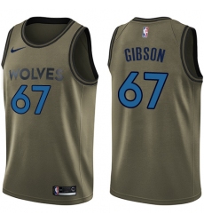 Men's Nike Minnesota Timberwolves #67 Taj Gibson Swingman Green Salute to Service NBA Jersey