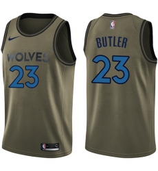 Youth Nike Minnesota Timberwolves #23 Jimmy Butler Swingman Green Salute to Service NBA Jersey