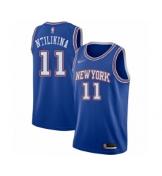 Men's New York Knicks #11 Frank Ntilikina Authentic Blue Basketball Jersey - Statement Edition