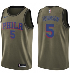 Youth Nike Philadelphia 76ers #5 Amir Johnson Swingman Green Salute to Service NBA Jersey