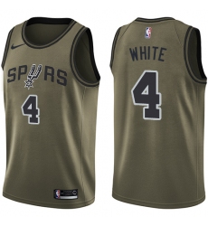 Youth Nike San Antonio Spurs #4 Derrick White Swingman Green Salute to Service NBA Jersey