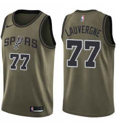 Youth Nike San Antonio Spurs #77 Joffrey Lauvergne Swingman Green Salute to Service NBA Jersey