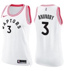 Women's Nike Toronto Raptors #3 OG Anunoby Swingman White/Pink Fashion NBA Jersey