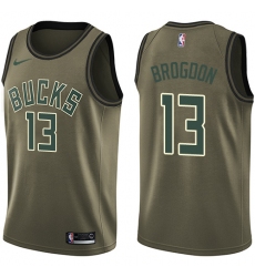 Men's Nike Milwaukee Bucks #13 Malcolm Brogdon Swingman Green Salute to Service NBA Jersey