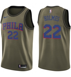 Youth Nike Philadelphia 76ers #22 Richaun Holmes Swingman Green Salute to Service NBA Jersey