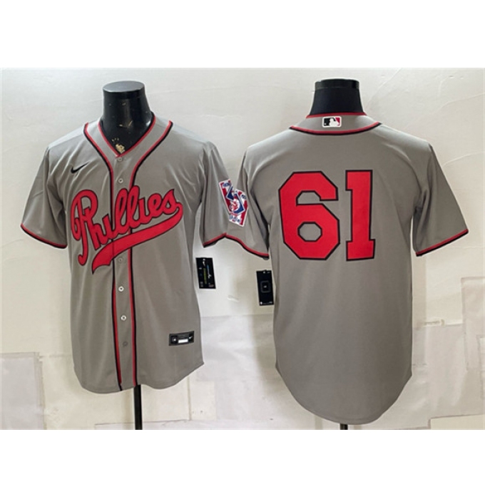 Men's Philadelphia Phillies #61 Cristopher Sánchez Gray 2026 Field of Dreams Stadium Stitched Baseball Jersey