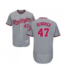 Men's Washington Nationals #47 Howie Kendrick Grey Road Flex Base Authentic Collection Baseball Jersey