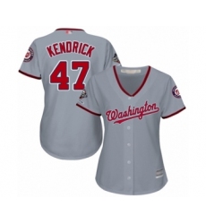 Women's Washington Nationals #47 Howie Kendrick Authentic Grey Road Cool Base 2019 World Series Champions Baseball Jersey