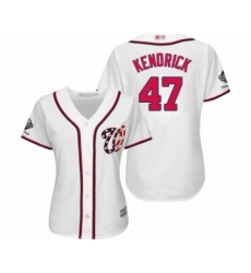 Women's Washington Nationals #47 Howie Kendrick Authentic White Home Cool Base 2019 World Series Champions Baseball Jersey