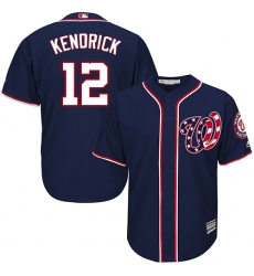 Youth Majestic Washington Nationals #12 Howie Kendrick Authentic Navy Blue Alternate 2 Cool Base MLB Jersey