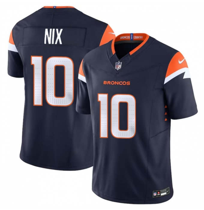 Men's Denver Broncos #10 Bo Nix Navy 2024 Draft F.U.S.E. Alternate Vapor Limited Football Stitched Jersey
