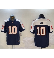 Men's Denver Broncos #10 Bo Nix Navy 2024 F.U.S.E. V2 Throwback Vapor Limited Alternate Stitched Football Jersey