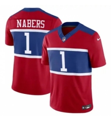 Youth Men New York Giants #1 Malik Nabers Red Vapor Untouchable Limited Stitched Jersey