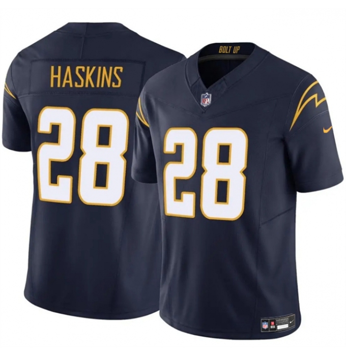 Men's Los Angeles Chargers #28 Hassan Haskins Navy 2024 F.U.S.E Vapor Limited Stitched Football Jersey