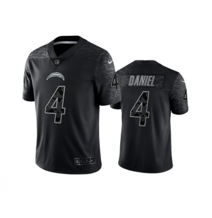 Men's Los Angeles Chargers #4 Chase Daniel Black Reflective Limited Stitched Football Jersey