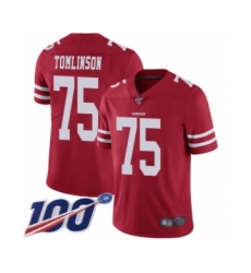 Men's San Francisco 49ers #75 Laken Tomlinson Red Team Color Vapor Untouchable Limited Player 100th Season Football Jersey