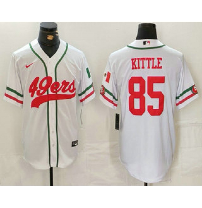 Men's San Francisco 49ers #85 George Kittle White Mexico Cool Base Stitched Baseball Jersey