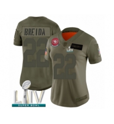 Women's San Francisco 49ers #22 Matt Breida Limited Olive 2019 Salute to Service Super Bowl LIV Bound Football Jersey