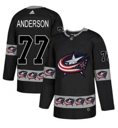 Men's Adidas Columbus Blue Jackets #77 Josh Anderson Authentic Black Team Logo Fashion NHL Jersey