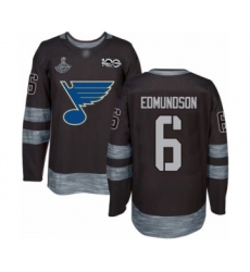 Men's St. Louis Blues #6 Joel Edmundson Authentic Black 1917-2017 100th Anniversary 2019 Stanley Cup Champions Hockey Jersey