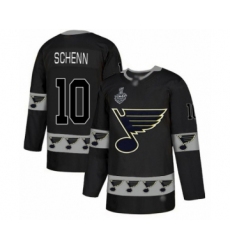 Men's St. Louis Blues #10 Brayden Schenn Authentic Black Team Logo Fashion 2019 Stanley Cup Final Bound Hockey Jersey