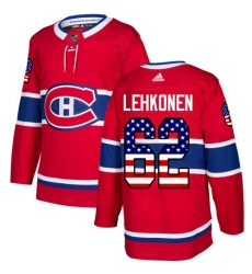 Youth Adidas Montreal Canadiens #62 Artturi Lehkonen Authentic Red USA Flag Fashion NHL Jersey