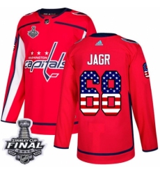 Youth Adidas Washington Capitals #68 Jaromir Jagr Authentic Red USA Flag Fashion 2018 Stanley Cup Final NHL Jersey