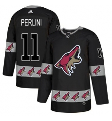 Men's Adidas Arizona Coyotes #11 Brendan Perlini Authentic Black Team Logo Fashion NHL Jersey