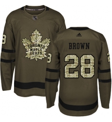 Youth Adidas Toronto Maple Leafs #28 Connor Brown Authentic Green Salute to Service NHL Jersey