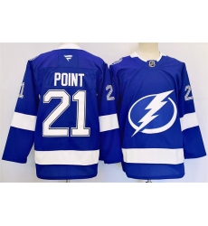 Men's Tampa Bay Lightning #21 Brayden Point 2024-25 Blue Stitched Jersey