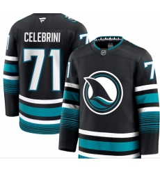 Men's San Jose Sharks #71 Macklin Celebrini Black 2024-25 Home Stitched Hockey Jersey