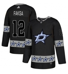 Men's Adidas Dallas Stars #12 Radek Faksa Authentic Black Team Logo Fashion NHL Jersey