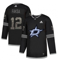 Men's Adidas Dallas Stars #12 Radek Faksa Black Authentic Classic Stitched NHL Jersey