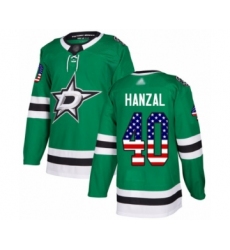 Youth Dallas Stars #40 Martin Hanzal Authentic Green USA Flag Fashion Hockey Jersey