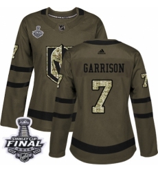 Women's Adidas Vegas Golden Knights #7 Jason Garrison Authentic Green Salute to Service 2018 Stanley Cup Final NHL Jersey