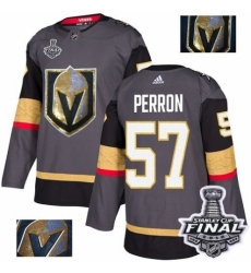 Men's Adidas Vegas Golden Knights #57 David Perron Authentic Gray Fashion Gold 2018 Stanley Cup Final NHL Jersey