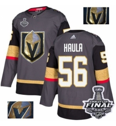 Men's Adidas Vegas Golden Knights #56 Erik Haula Authentic Gray Fashion Gold 2018 Stanley Cup Final NHL Jersey