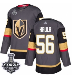 Men's Adidas Vegas Golden Knights #56 Erik Haula Premier Gray Home 2018 Stanley Cup Final NHL Jersey
